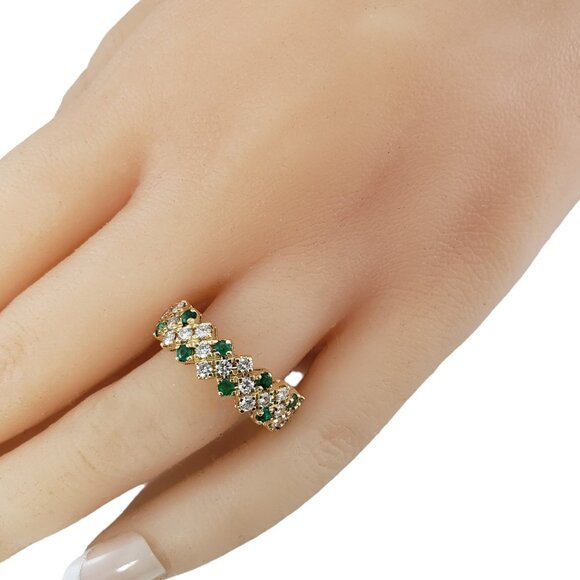 18K Yellow Gold Emerald and Diamond Ring Size 8.75 #16641 - Picture 8 of 9